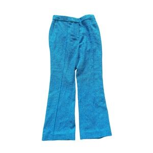 Maison Rabih Kayrouz Summer Tweed Pants Curacao Blue Wide Leg Made in Italy 36